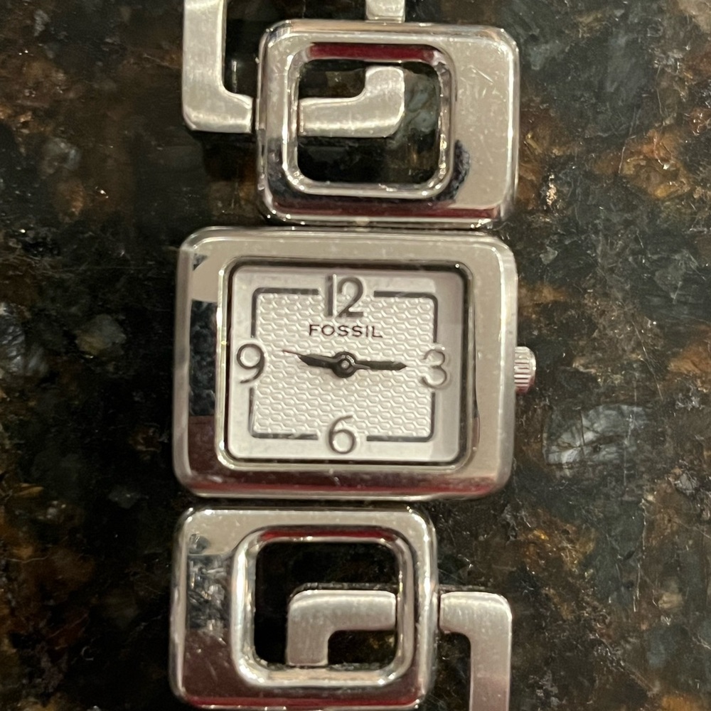 Fossil Silver Square Link Watch